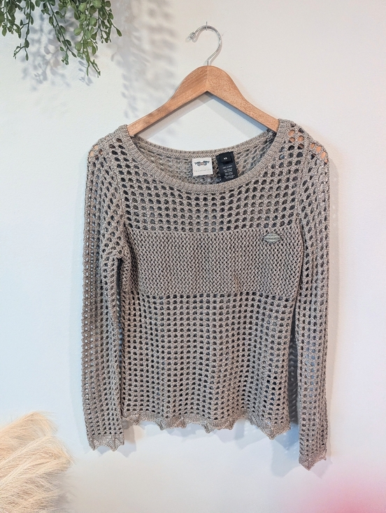 Harley-Davidson Sweaters - Harley Davidson Open-Knit Long Sleeve Sweater - Taupe Size Xs